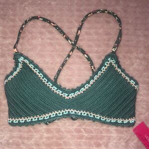 Xhilaration Green Crochet Bikini Top